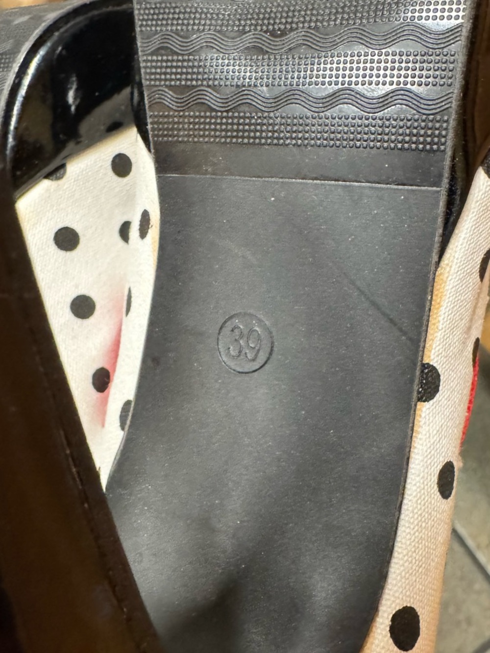 Pinup Polka Dot Peep-Toe Flats with Red Bow US 7.5 - Picture 6 of 14